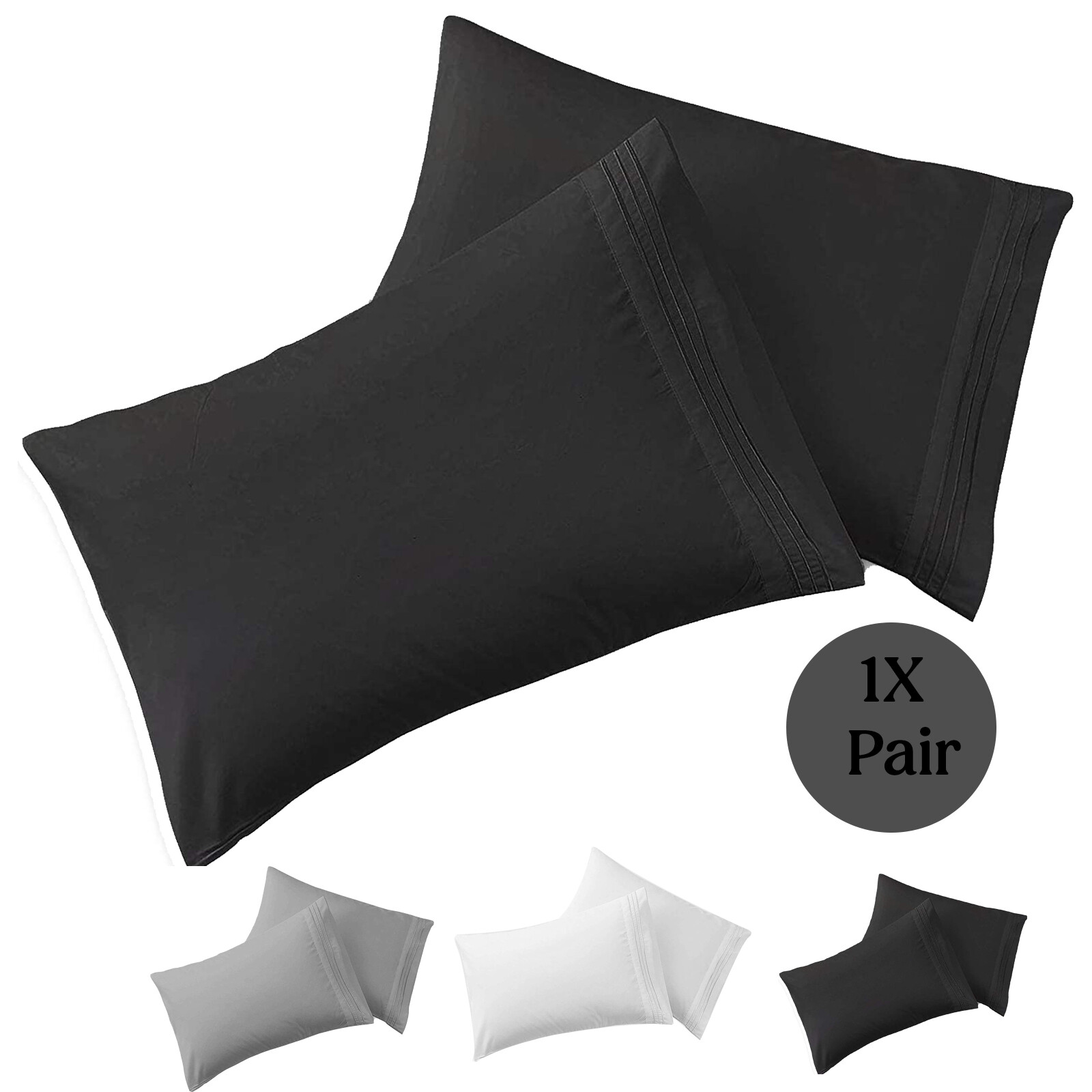 2 Pack Ultra Soft Pillowcases Luxury Smooth 1800 Series Bed Pillow Case Cover gallery