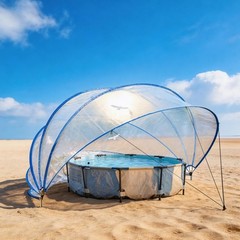 Retractable Pool Cover for Above Ground Pools, 16.4/18ft PVC Solar Heating Dome