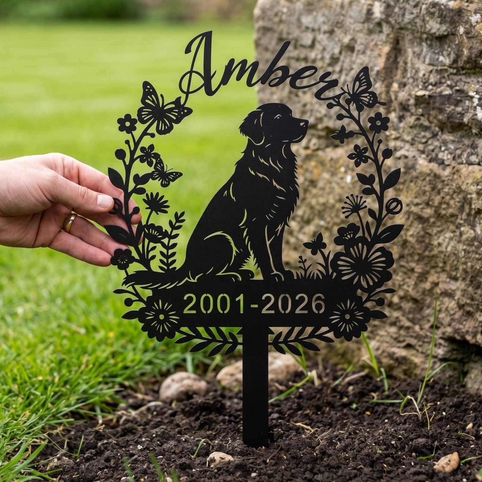 Personalized Dog Memorial Garden Stake, Custom Pet Loss Yard Sign gallery