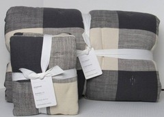 Pottery Barn Bryce Comforter Full Queen & S/2 Standard Shams Charcoal NWT