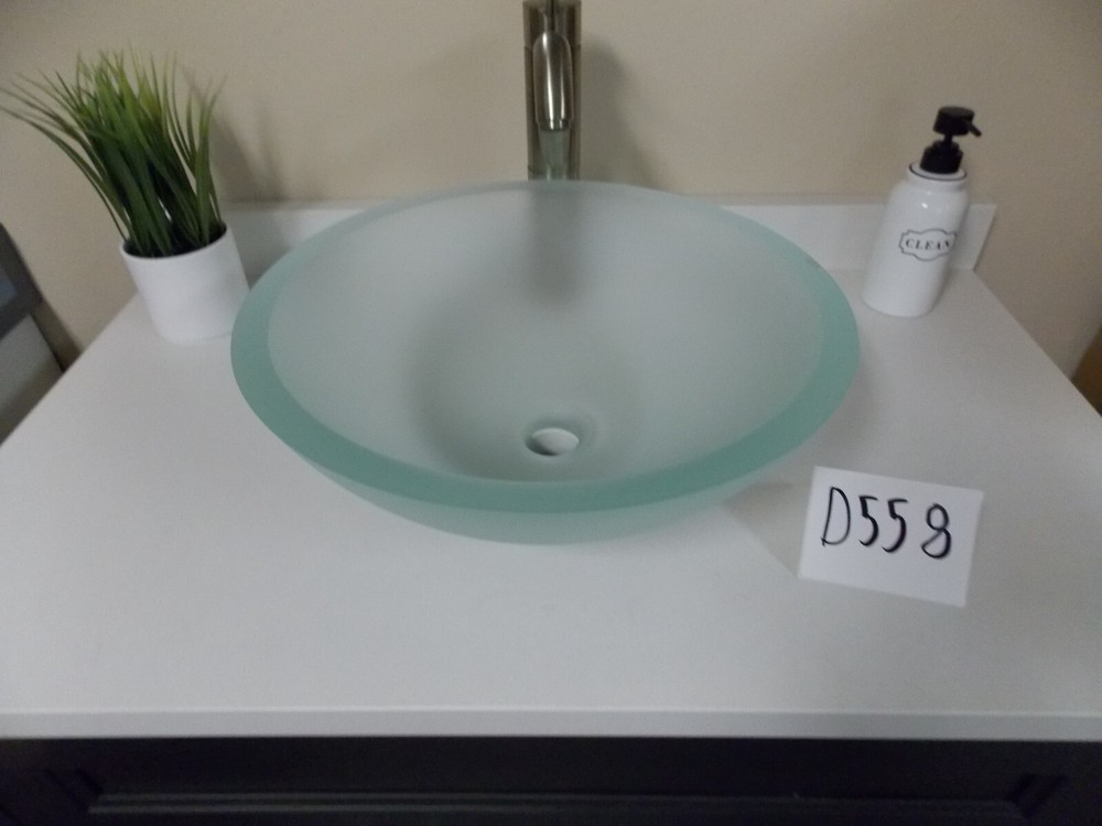 Eden Bath Round Frosted Crystal Tempered Glass Vessel Sink (EB_GS83,D558)
