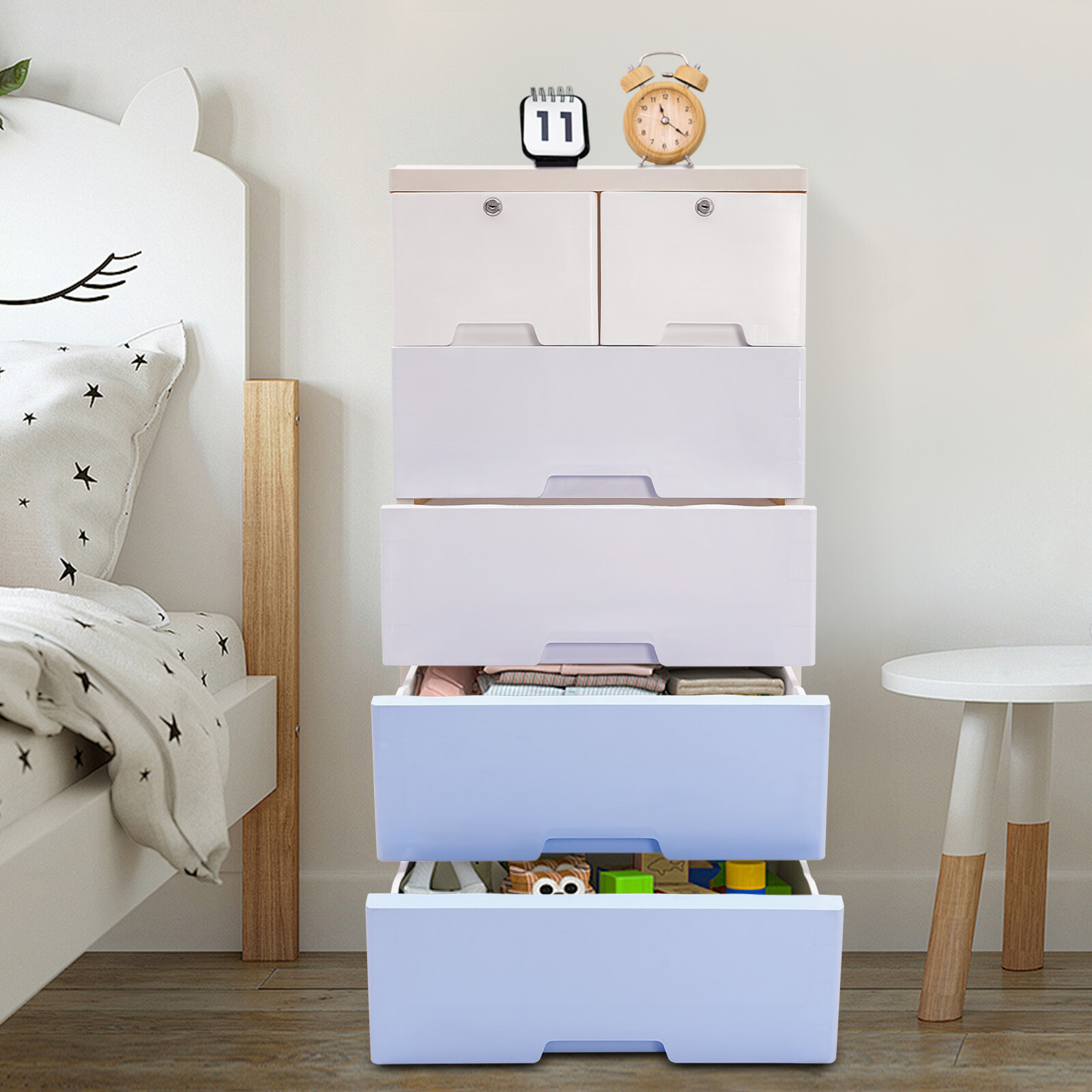 50*35*102cm Gradient Blue Storage Cabinet Plastic Drawers Dresser With Drawers gallery