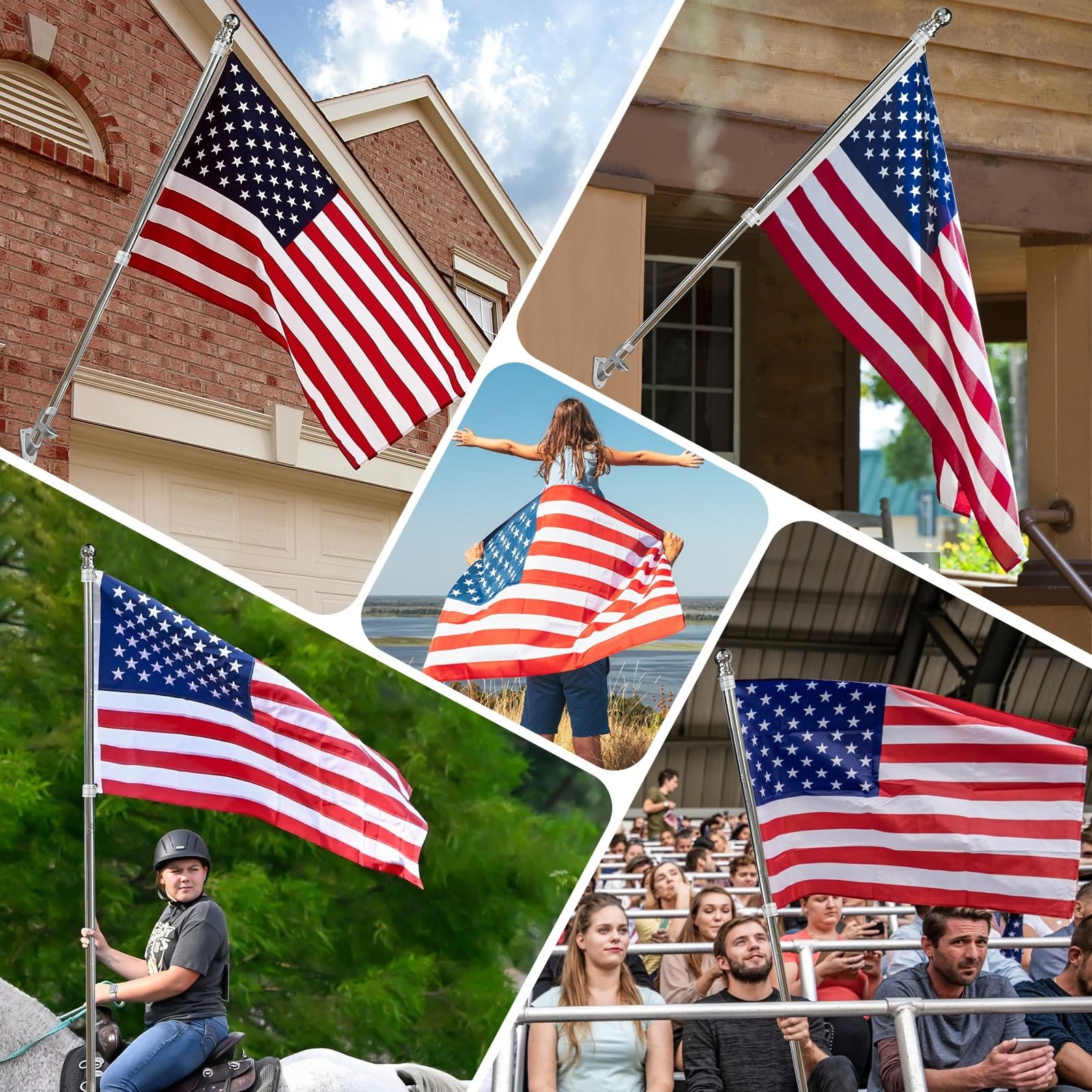 American Flag 3x5 With Aluminum Pole Kit For Outside Porch Heavy Duty Clearance gallery