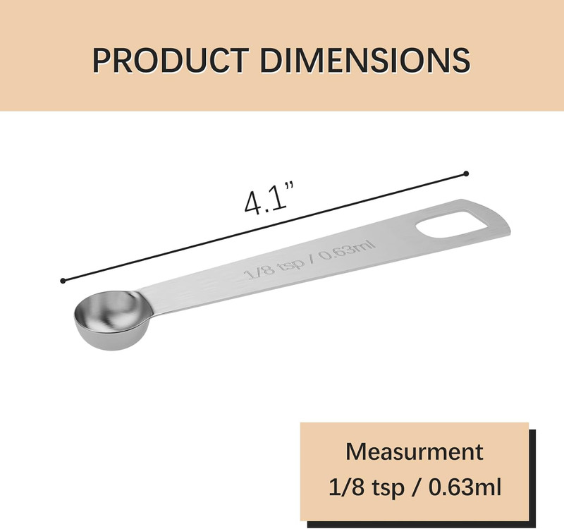 1PCS 1/8Tsp (0.63Ml) Single Measuring Spoon, Stainless Steel Individual Teaspoon gallery