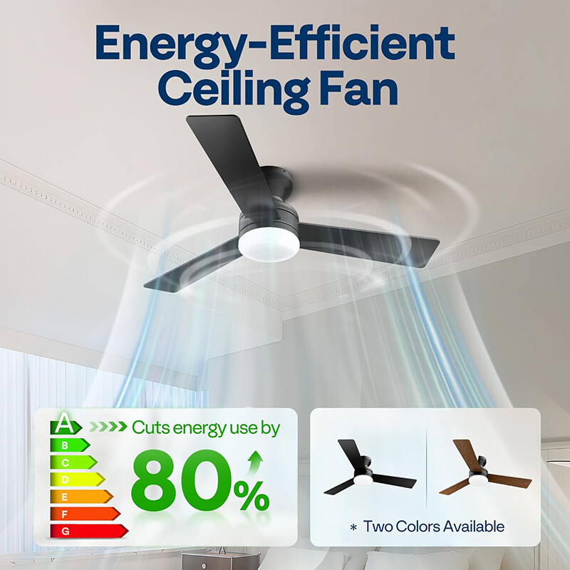 42'' Flush Mount LED Ceiling Fan with Light & Remote 6+1 Speeds, 3CCT, Dimmable gallery