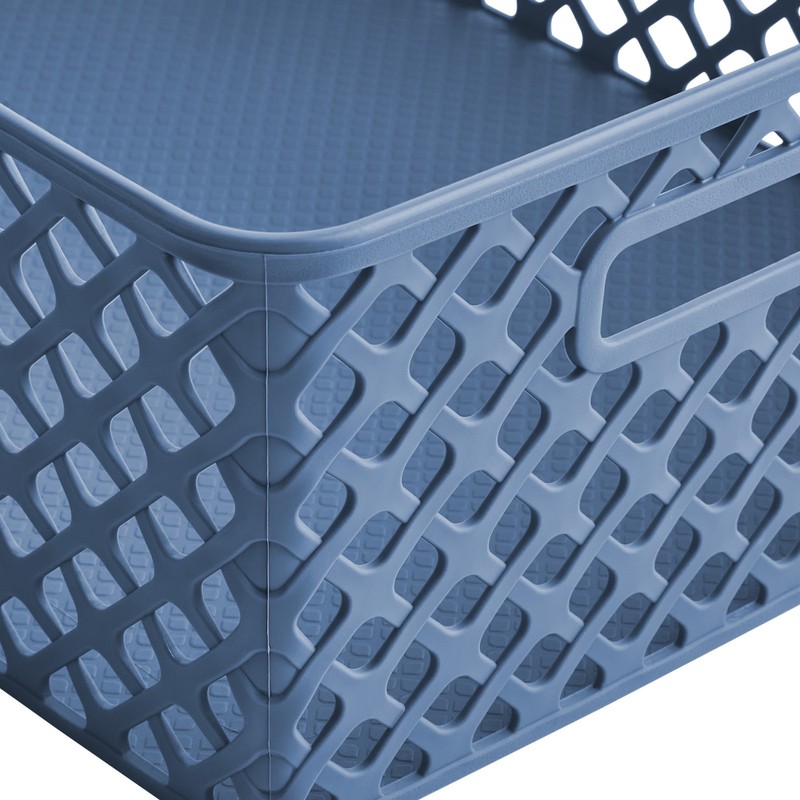 4-Piece Blue Decorative Plastic Storage Basket Set, 14 in x 11.6 in x 5.3 in gallery