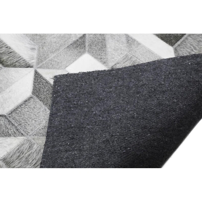 3D Effect Rug Dark tone Grey on Patchwork Handmade Carpet For Home Area gallery