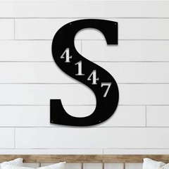 Personalized Address Monogram Sign, House Number Metal Wall Decor