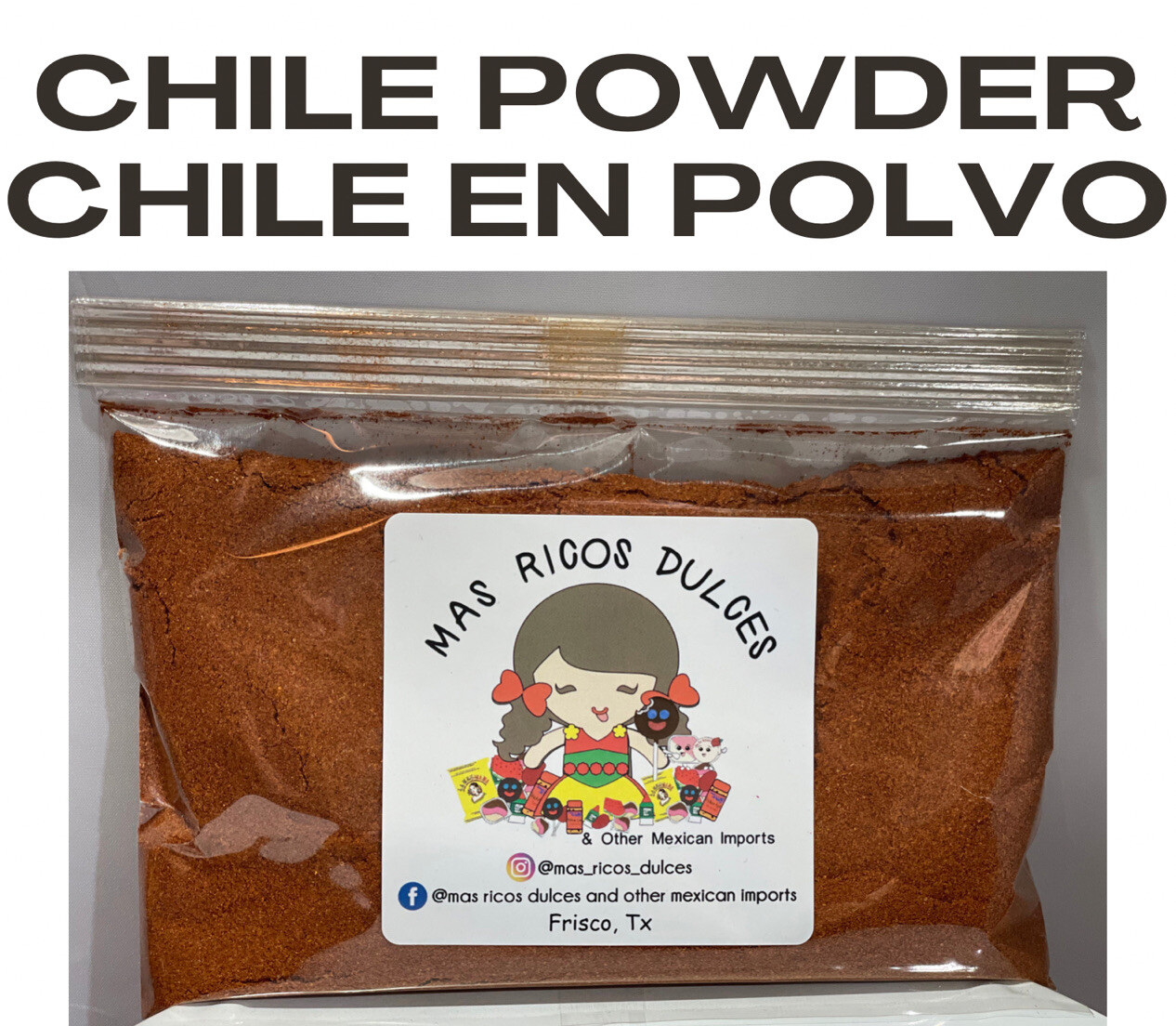 Chile Powder/Polvo de Chile*VARIOUS SIZES*4,6,8,10,12OZ 1-3 LBS MAS RICOS DULCES gallery