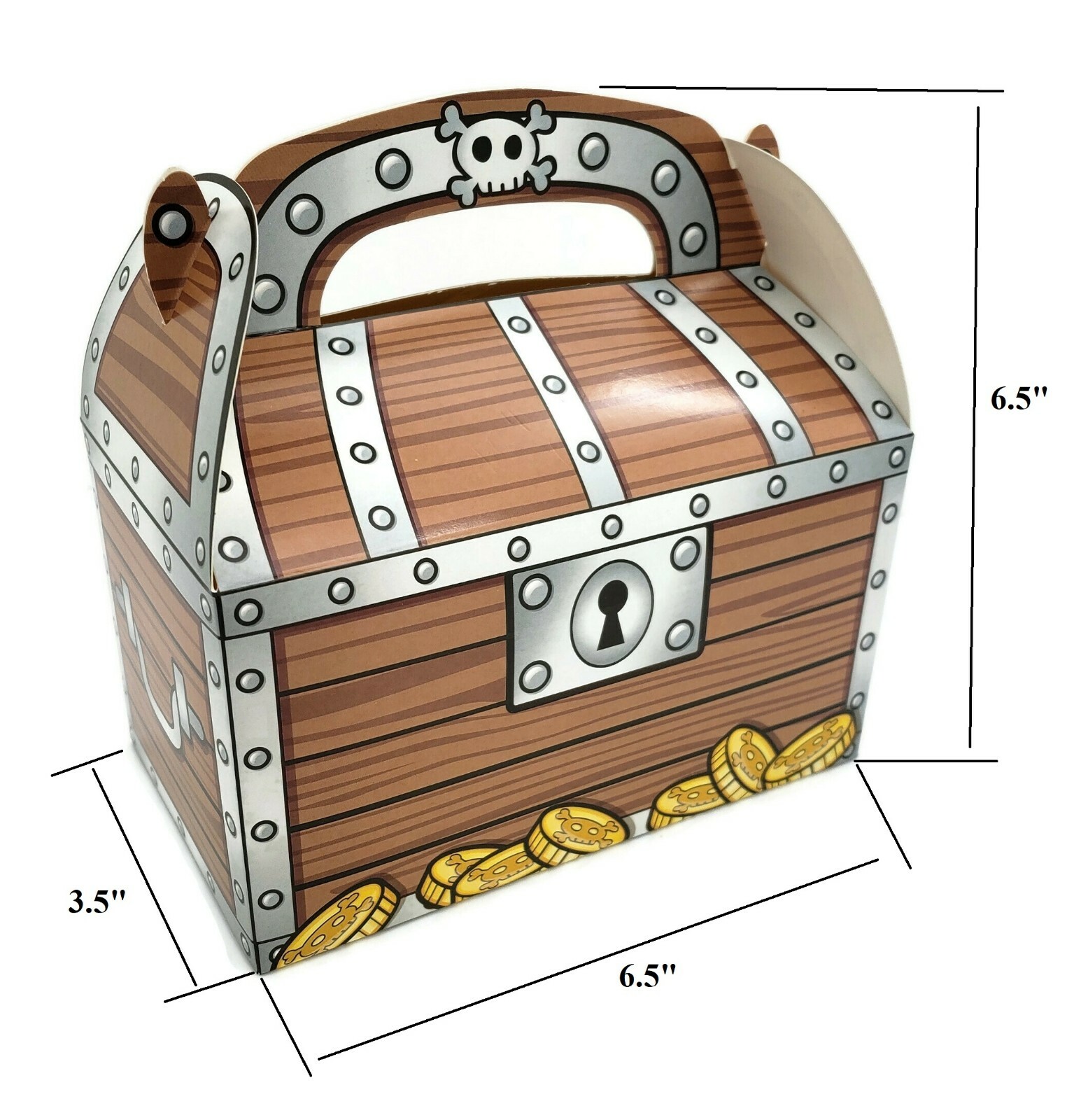 12 Pack Pirate Treasure Chest Treat Box (6.5" x 6.5" x 3.5") Paper Cardboard. gallery