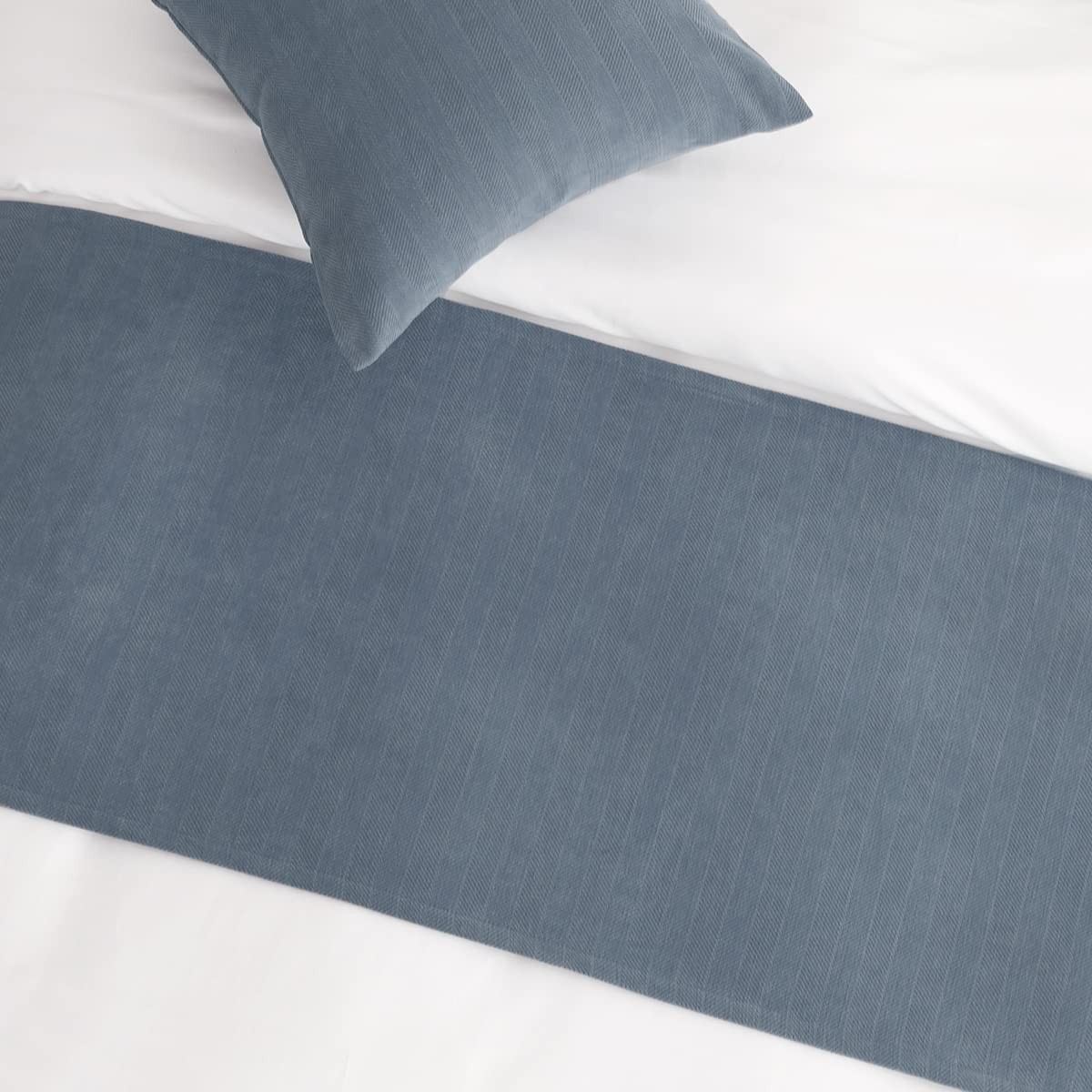Blue Single Layer Chenille Bed Runner Modern Style Bedroom Hotel Scarf Decor gallery