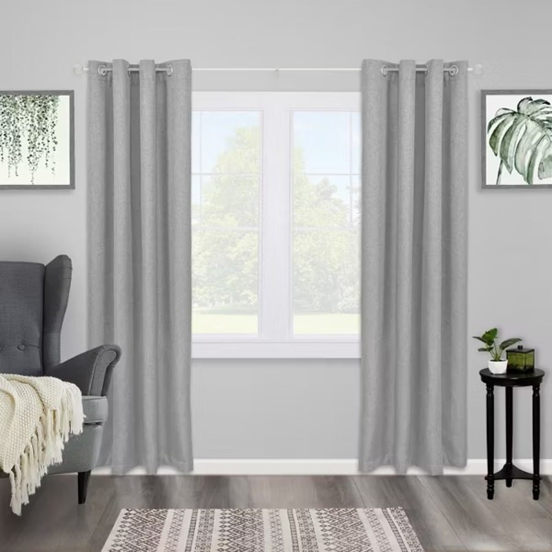 Kenney Fast Fit Swindell 5/8" Easy Install Curtain Rod 36 to 66 in Brushed Nicke gallery