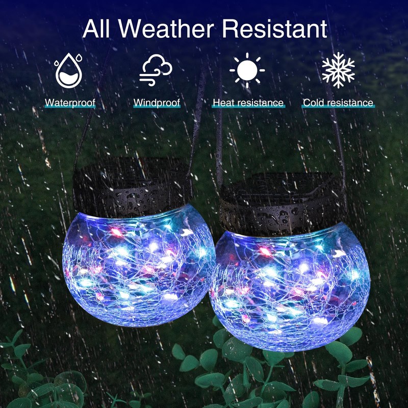 2 Pack Solar Lantern Outdoor Lights, Multi-Coloured Solars Lanterns with 30 L... gallery