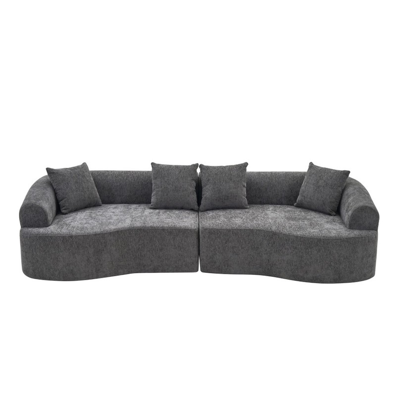 Curved Boneless Sofa,Compression Modular 106'' Sectional,Grey High-Density Gray gallery