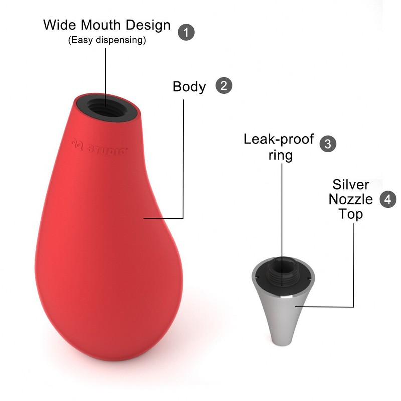 QQ-Studio Red Soft Silicone Squeezable Liquid Hand Soap Wash Dispenser 1pc gallery
