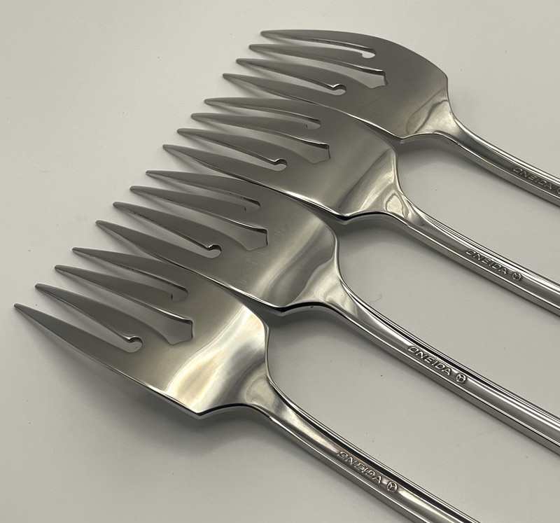 (4) Oneida Heirloom Cube DAMASK ROSE Stainless Salad Fork Lot ~ 6 7/8” gallery