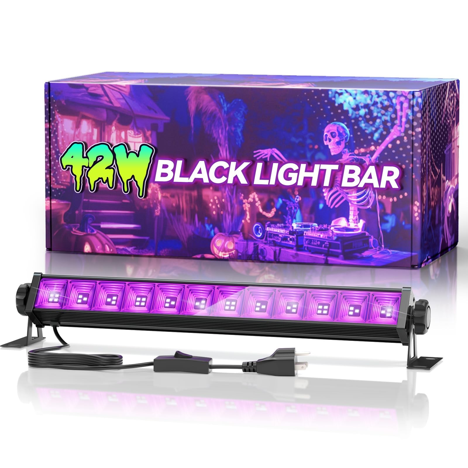 42W LED Black Light Bar, Blacklight with 6FT Cord+Switch+Plug, Glow in The Dark gallery