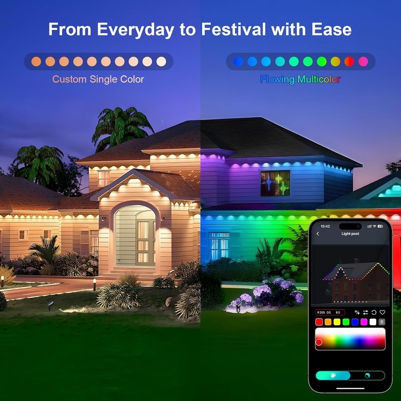 Smart Outdoor Permanent Eaves Lights For House Roof Party Holiday Decoration gallery