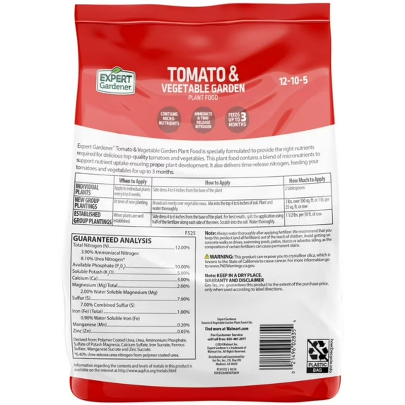 (2 Pack) Expert Gardener Tomato & Vegetable Plant Food 4 lb - 12-10-5 - NEW gallery