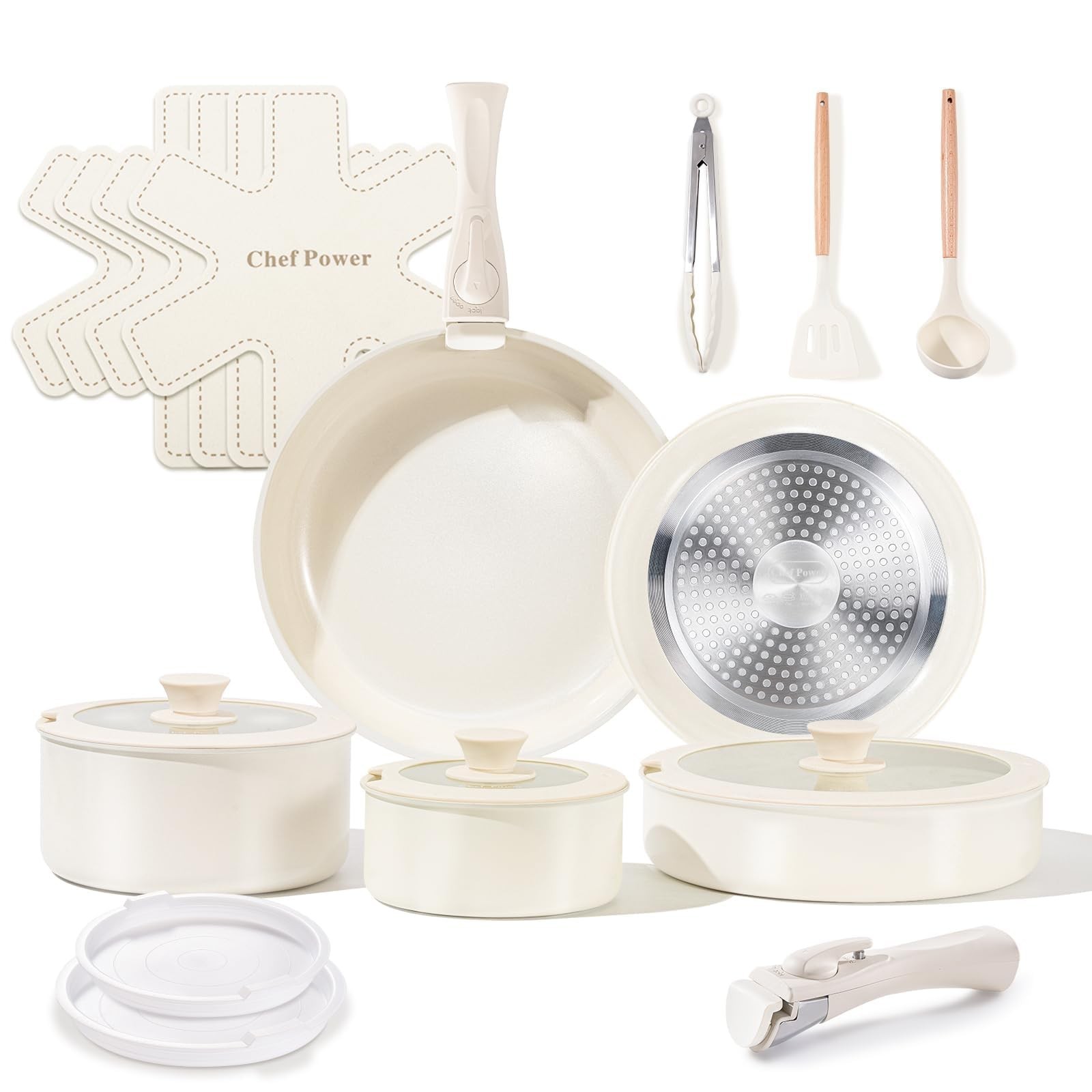 Chef Power Ceramic Cookware Set Non Toxic with Detachable Handles, Healthy No... gallery