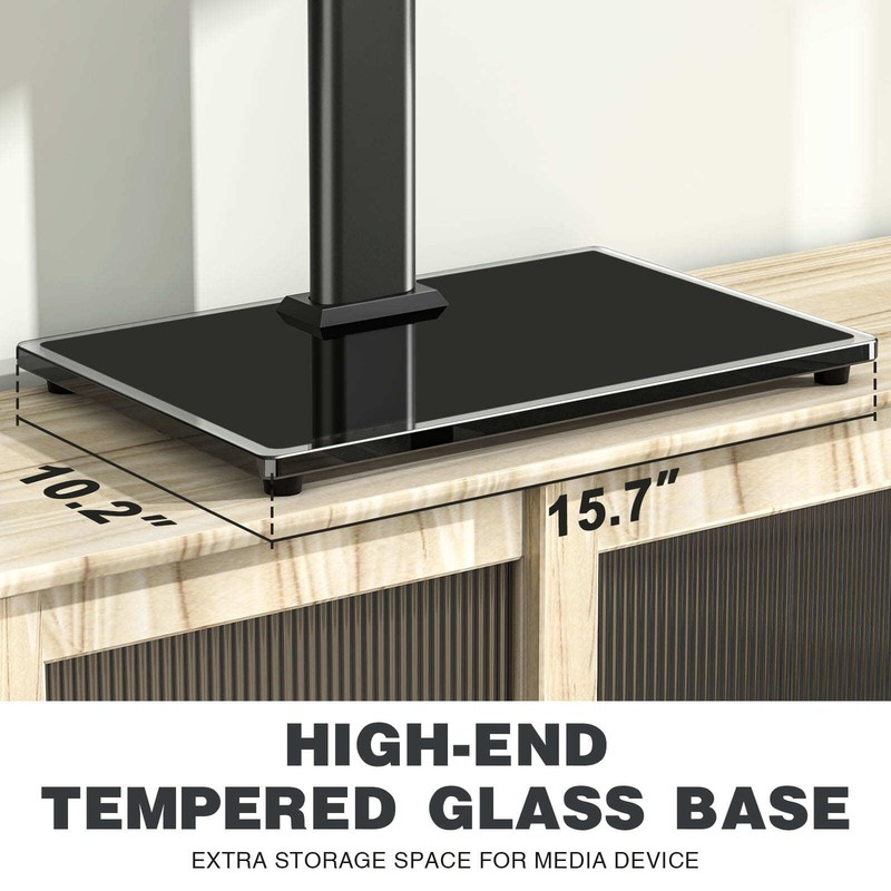 Modern Tabletop TV Stand Base with Mount for 27-60 inch Flat Screen TVs, Black gallery