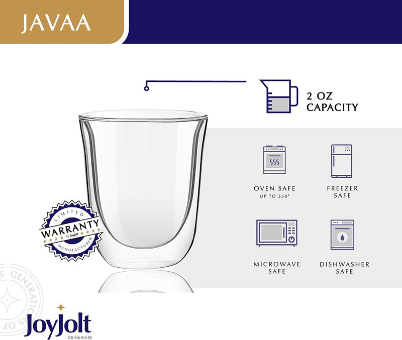 Javaah Double Walled Espresso Glasses Espresso Cups Set of 4 | 2-Ounces gallery