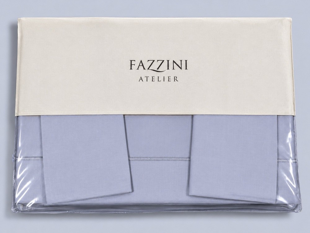 Fazzini Atelier King Sheet Set Silver 250TC Pima Cotton Percale Italy Luxury