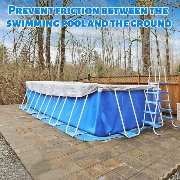 Rectangular Frame Pool Ground Cloths,Swimming Pool Waterproof PE 14.6x8.3Ft gallery