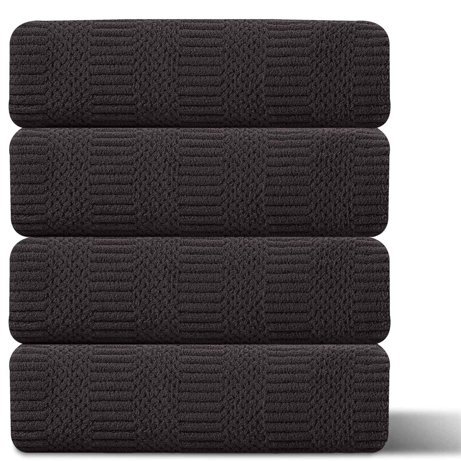 4 Piece Oversized Bath Towels Set 35x70 Inches, Black Brown Extra Large Soft ... gallery