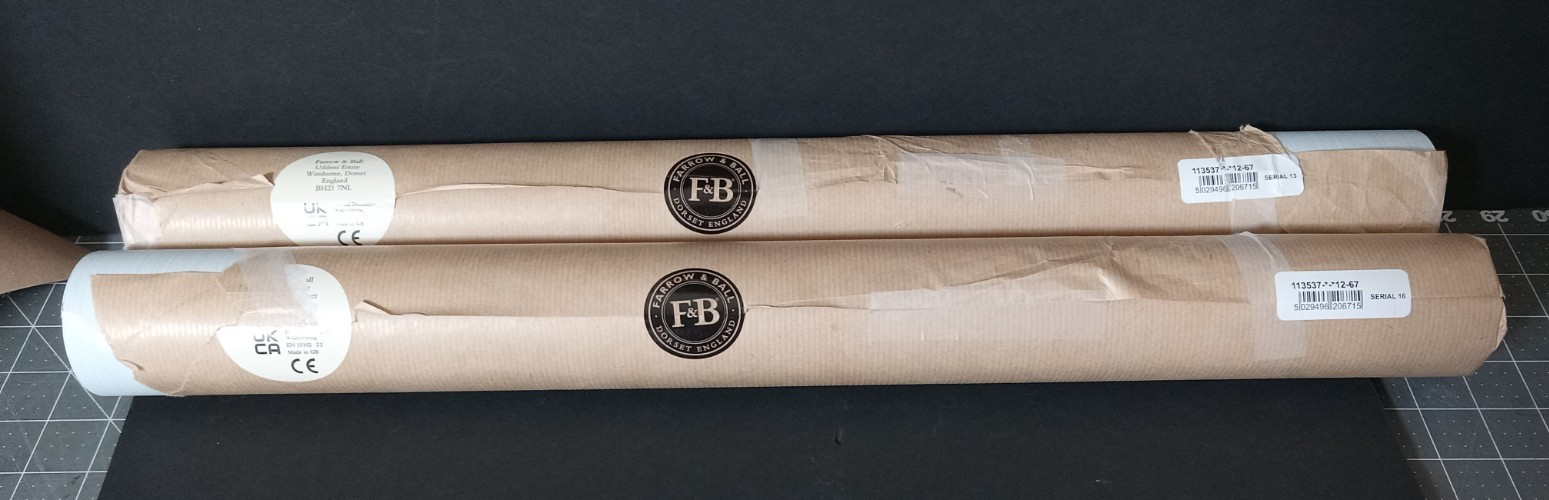 Farrow & Ball Drag Wallpaper 12-67 Light Blue Stripe - 2 Rolls New See images gallery