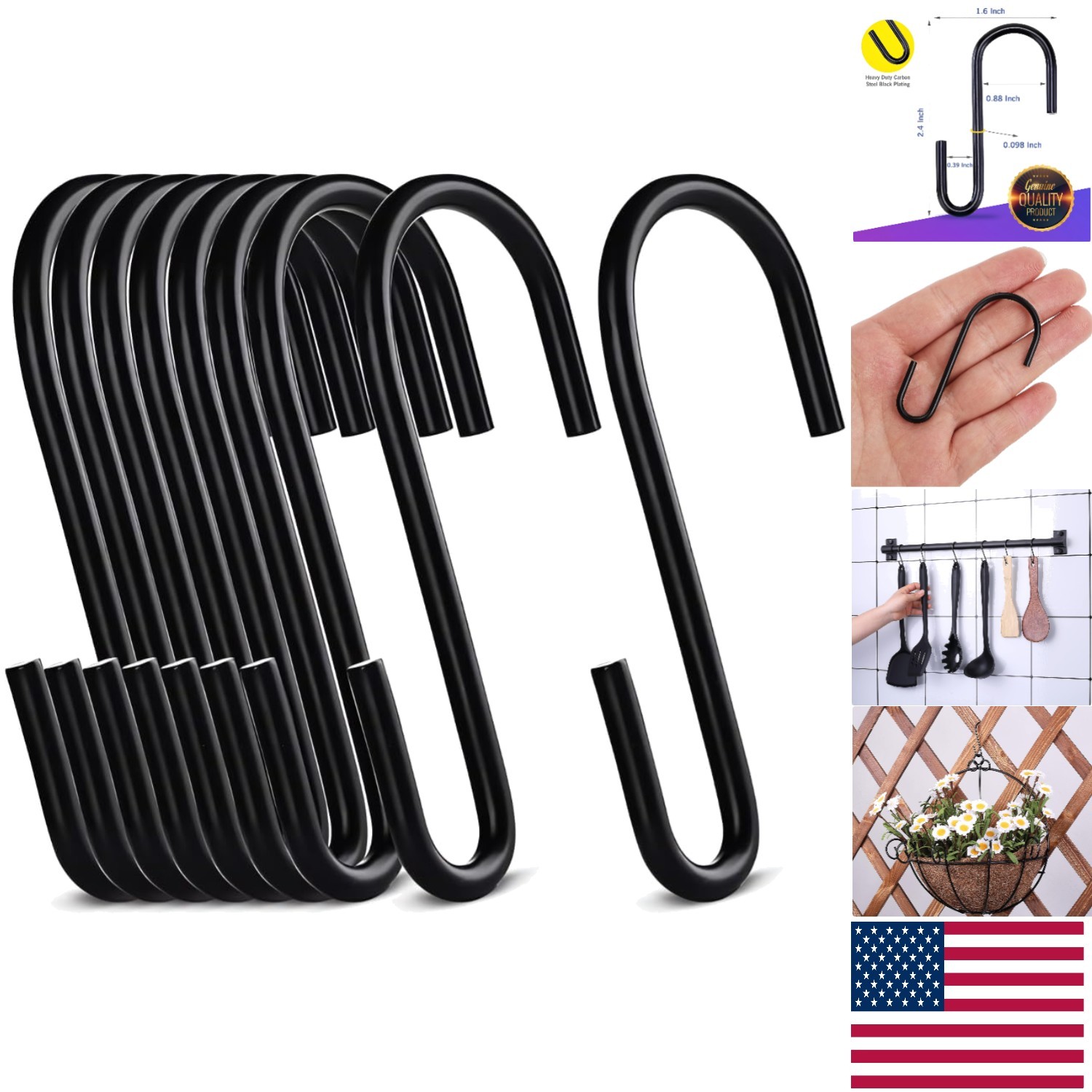 Lightweight Alloy Steel S Hooks - 20-Pack for Stress-Free Organization & Storage gallery