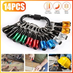 14PCS 1/4″ Hex Shank Quick Release Keychain Screwdriver Drill Bit Holder Bit Set