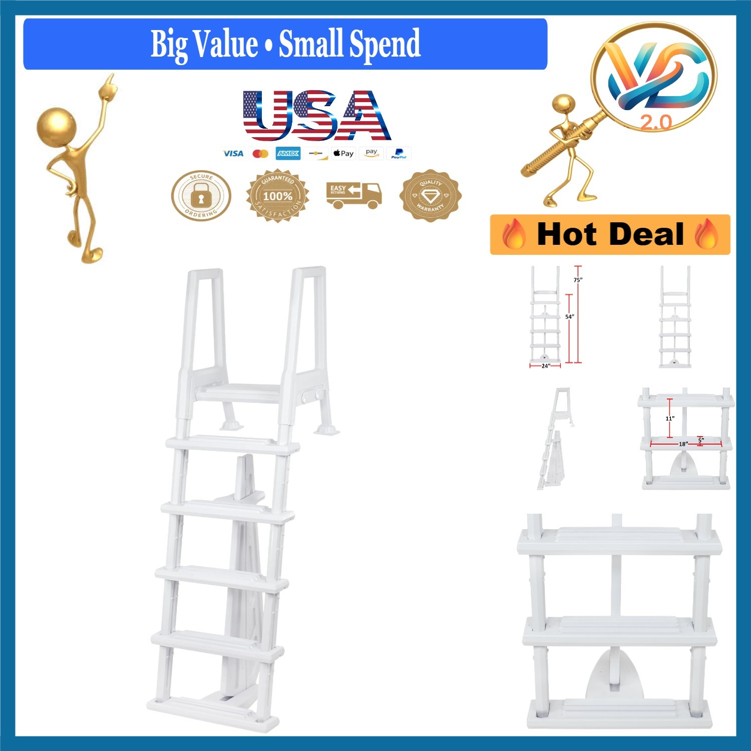 Heavy Duty Resin Pool Entry System for Above-Ground Pools 48-54 Inch Walls gallery