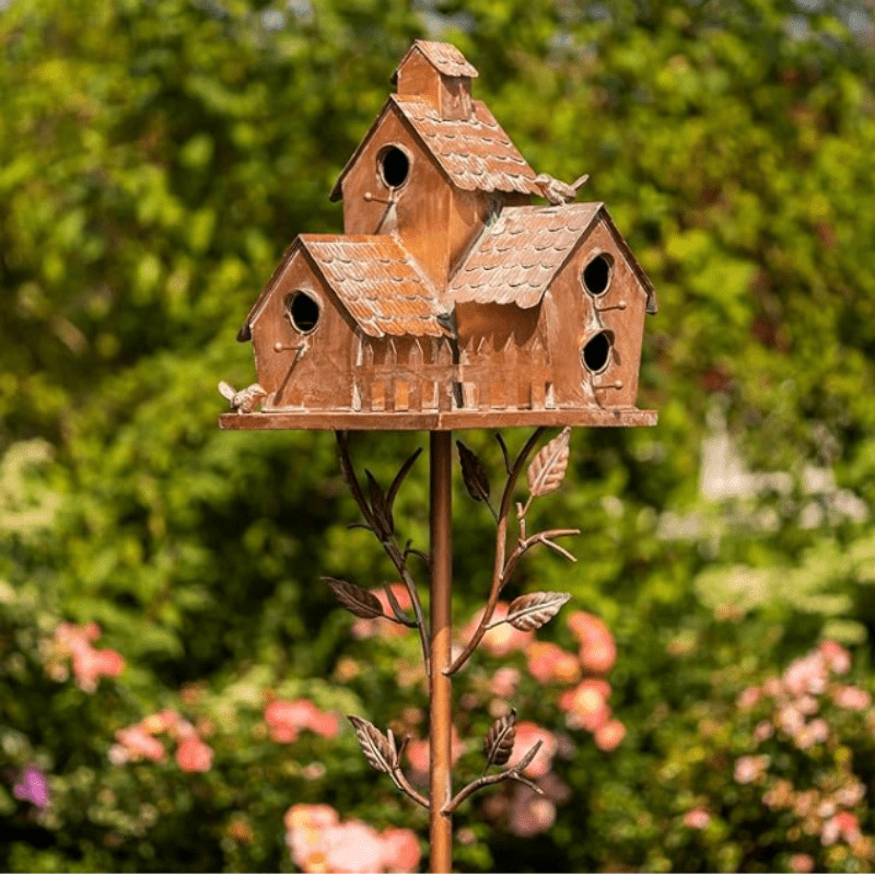 1pc Metal Birdhouse Garden Stake- Rust-Proof & Waterproof Outdoor Decor gallery