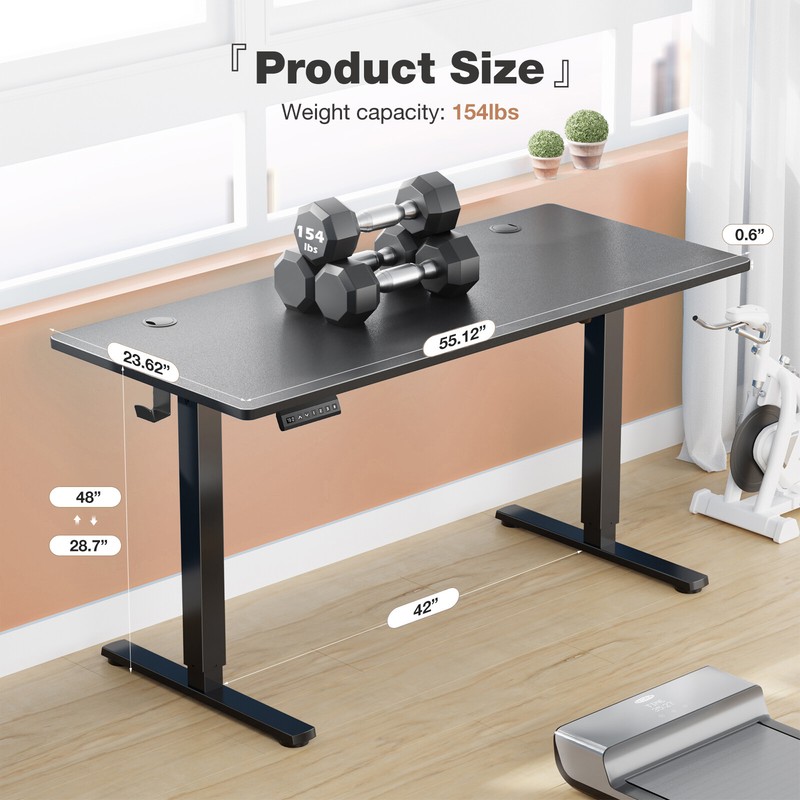 Electric Height Adjustable Standing Computer Desk with Splicing Board, Side Hook gallery
