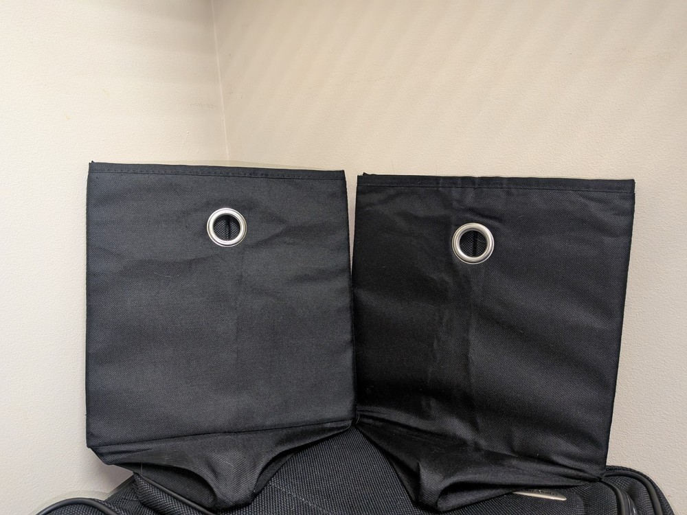 2-Pack Black Fabric Rectangular Storage Bins w/ Grommet Handles 7x6x6 in