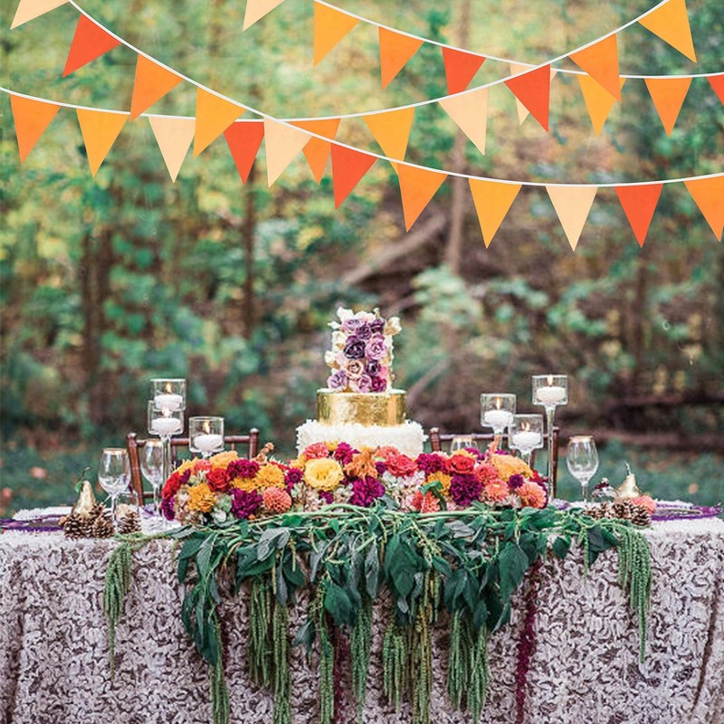 10M/32Ft Fall Orange Party Decorations Kit Bunting Banner Fabric Triangle Flag gallery