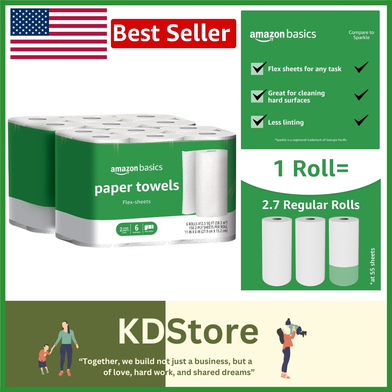 Durable 2-Ply Paper Towels, 12 Rolls of 1800 Sheets - Flexible Cleaning Solution gallery