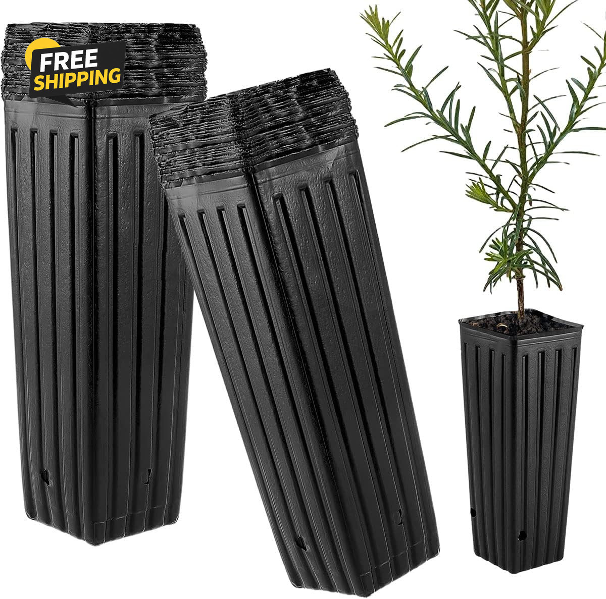 50Pcs Plastic Deep Plant Nursery Pots Tall Deep Tree Pot, Plant Seedling gallery