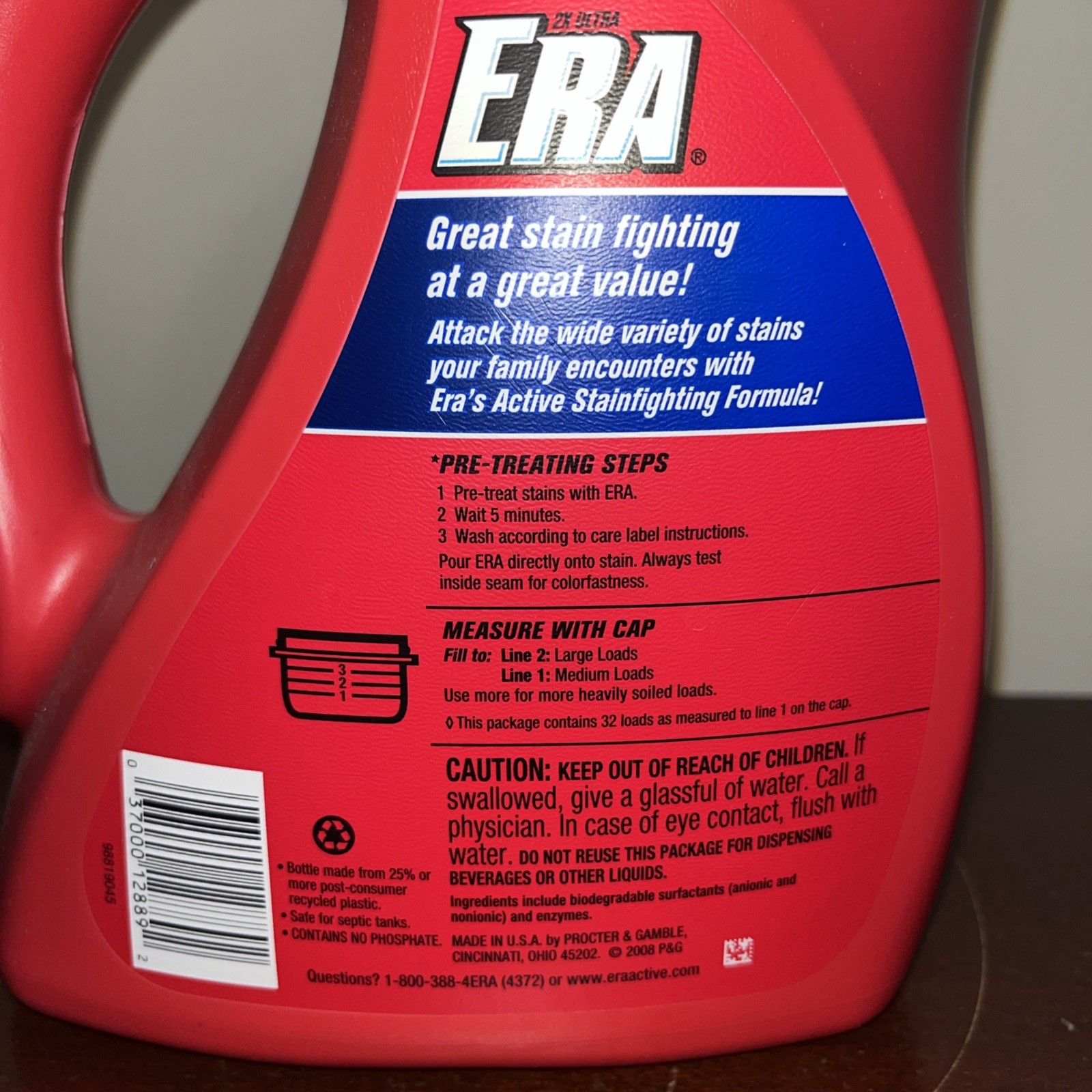 Era Liquid Laundry Detergent Active Stain Fighter ENZYMES 32 Loads 2008 HTF gallery