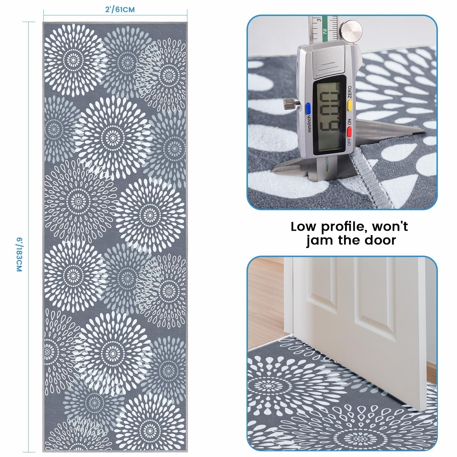 Runner Rug 2 x 6 ft, Washable Rugs, Hallway Runner Rugs, Kitchen Runner Rug N... gallery
