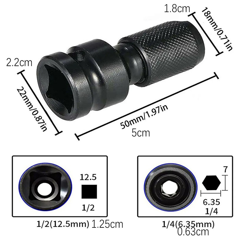 2* Hex Ratchet Socket Adapter Drive 1/2" Square To 1/4" Converter Impact Tool gallery