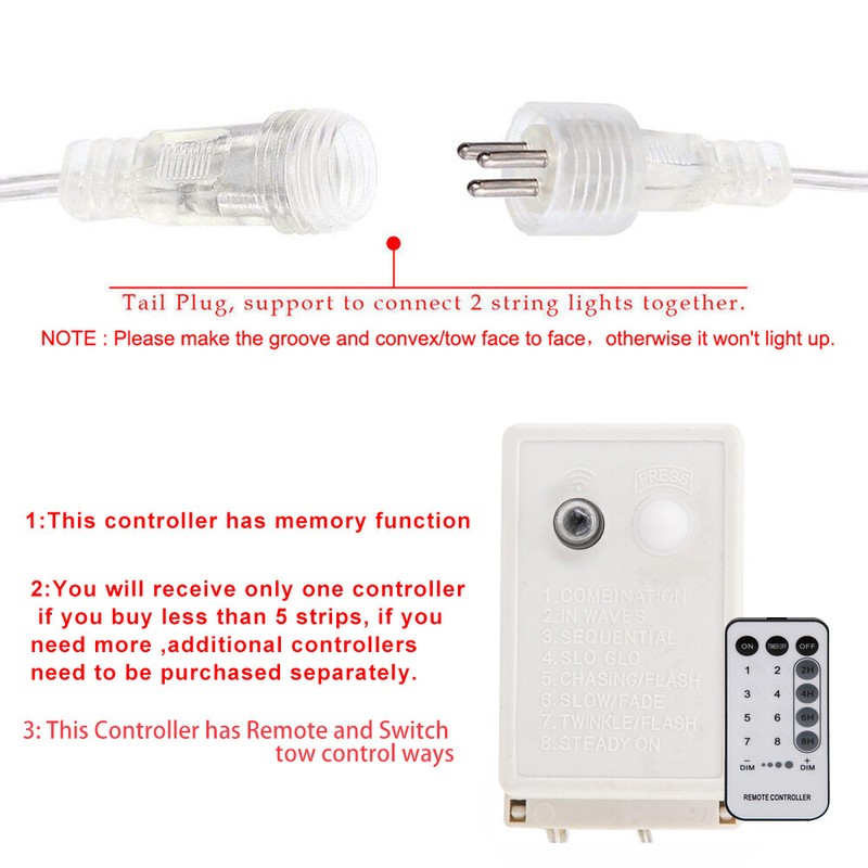 US Controller Plug 8-Modes w/Memory Function For LED Icicle Curtain String Light gallery