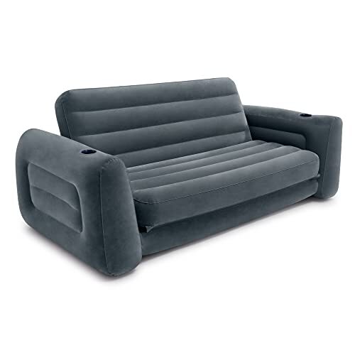 Intex Queen Sofa Grey Versatile Pull Out Bed Inflatable Comfortable Lounge