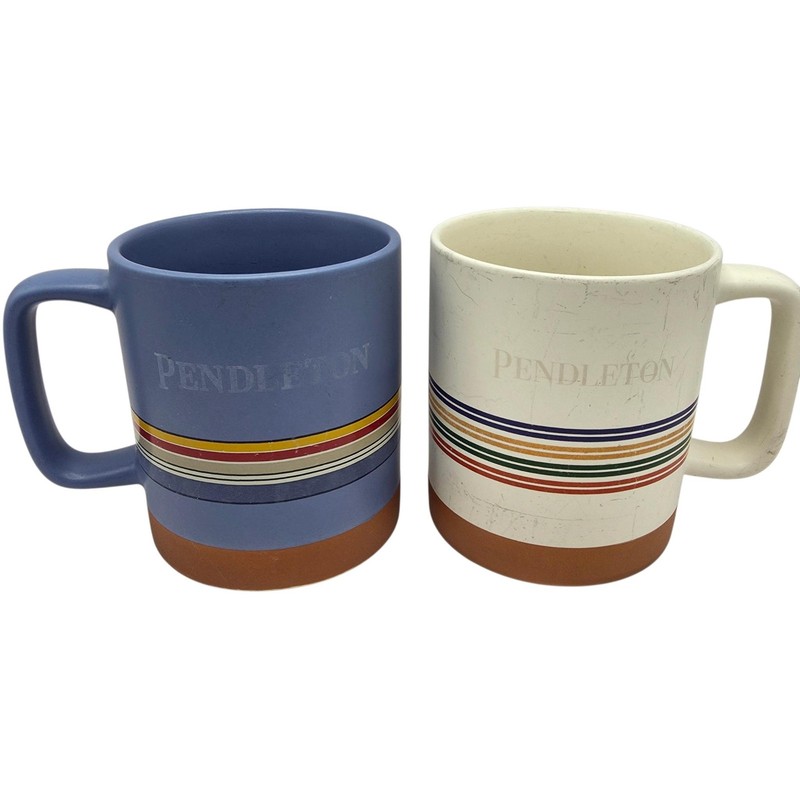Pendleton Striped Stoneware Coffee Mugs Set Of 4 18 Oz Multicolor Terracotta gallery