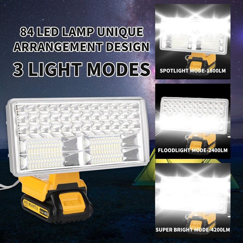 LED Work Light Flashlight for Dewalt 20V Battery Portable Outdoor Flood Lighting gallery