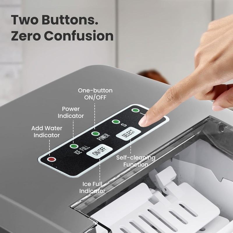 Countertop Ice Maker Machine, 8 Cubes in 6 mins, 26lb/Day 26Lbs/24H, Grey gallery