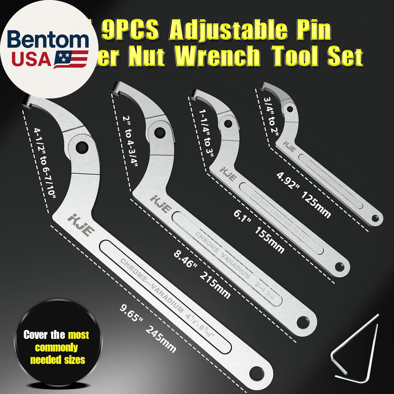 10PCS Adjustable Pin Spanner Nut Wrench Tool Set, C-Shape Pin Hook Wrench Tools gallery