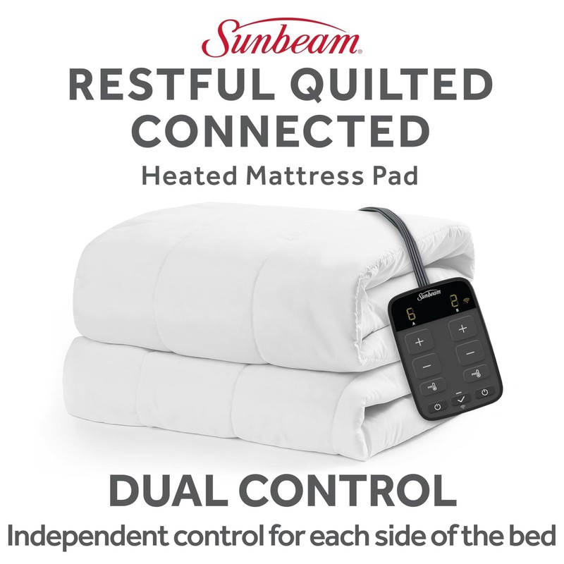 Sunbeam Polyester Wi-Fi Connected Mattress Pad, Electric Blanket, 10 Heat Set... gallery