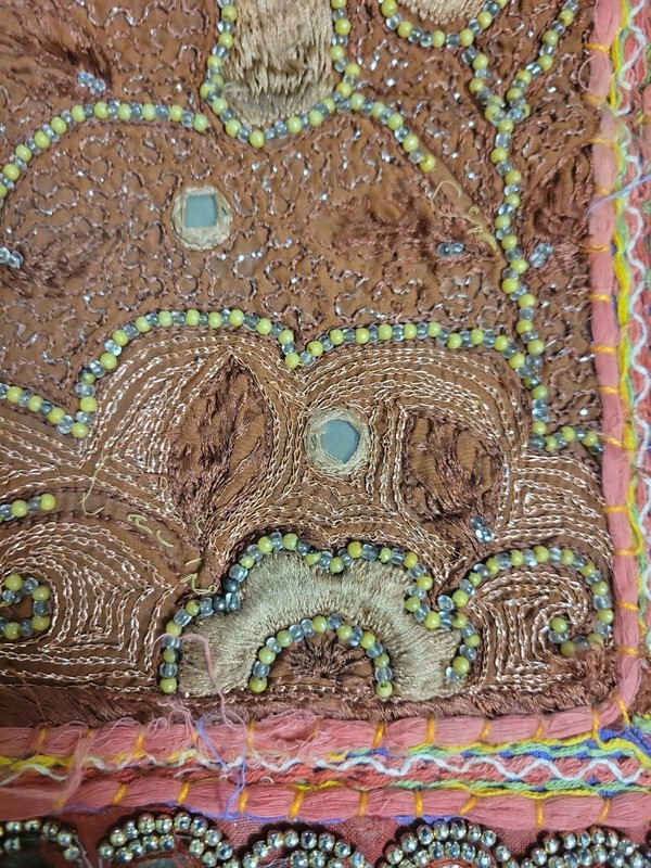 VTG Elephant Wall Hanging Patchwork Big Tapestry Beaded Hand Embroidered Boho gallery